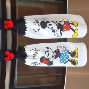 Crochet top Mickey and Minnie mouse kitchen towel
